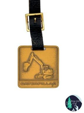 Vintage Caterpillar CAT Excavator Watch Fob Brass Tag 1970s Dealer Foley NJ